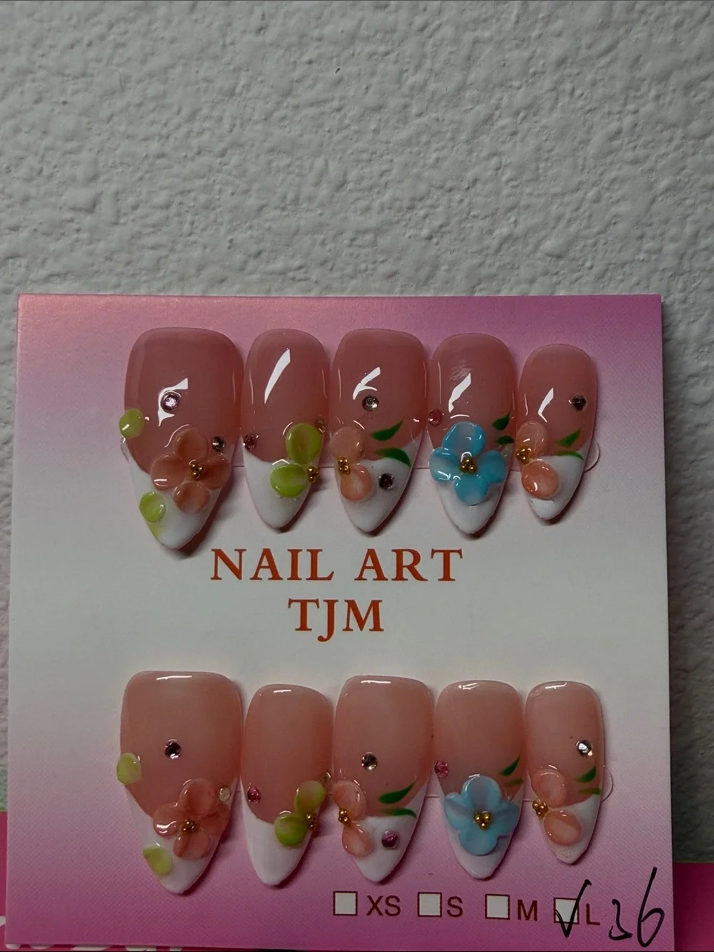 Pink Floral French Tip Press-On Nails